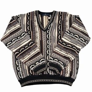Vintage Cotton Traders 3D Knit Sweater L/T Coogi Style Textured Biggie Cosby